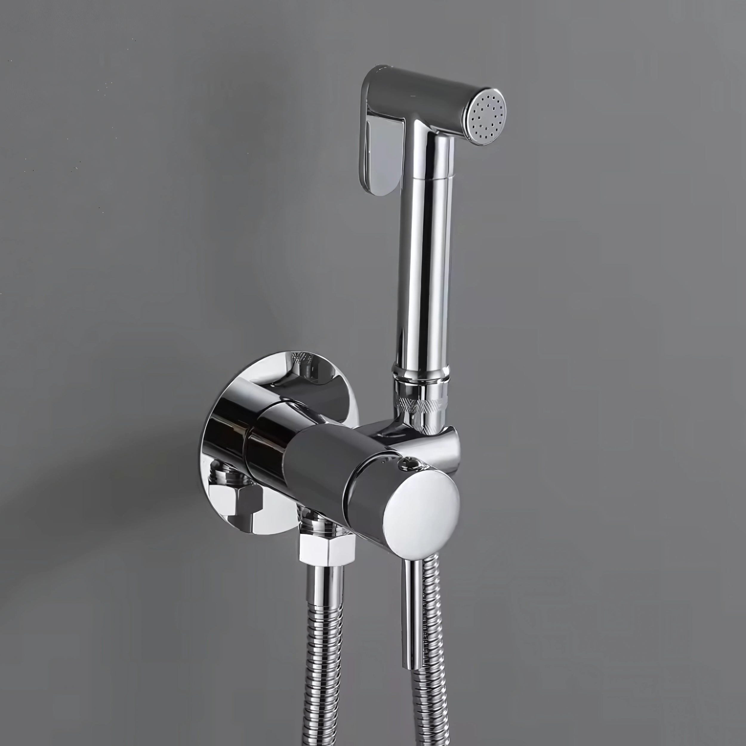 Douchette WC avec robinet d'arrêt – Chromé – Flexible & support inclus