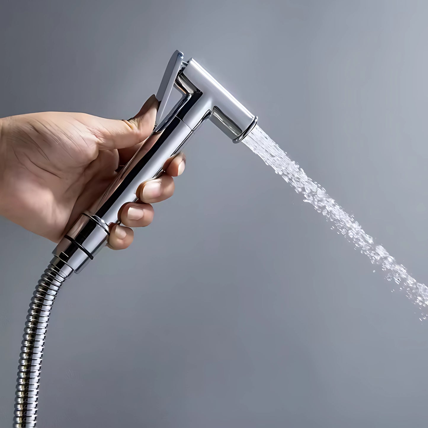 Douchette WC avec robinet d'arrêt – Chromé – Flexible & support inclus