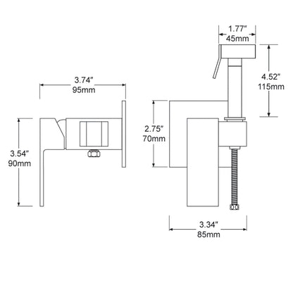 Douchette WC encastrable – Haute pression & mitigeur – Chromé